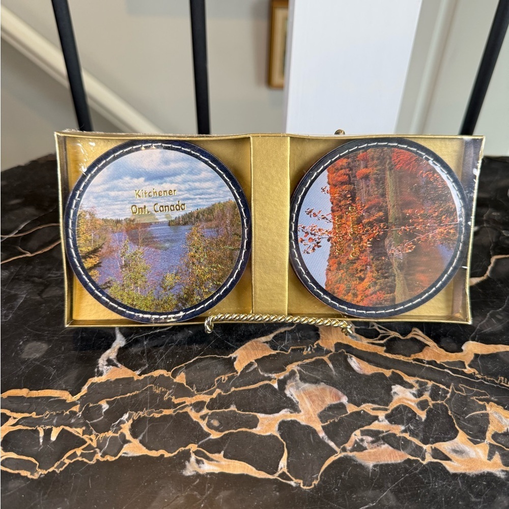 Unused Vintage Kitchener Ontario Landscape Scenic Coasters Set of 4